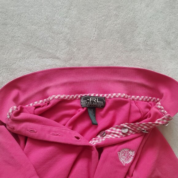 Vintage L-RL Lauren Active Ralph lauren shirt Sz Large pink Collared short sleev - Picture 8 of 13